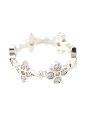 Louis Vuitton Monogram Fine Dentelle Diamond Ring White Gold